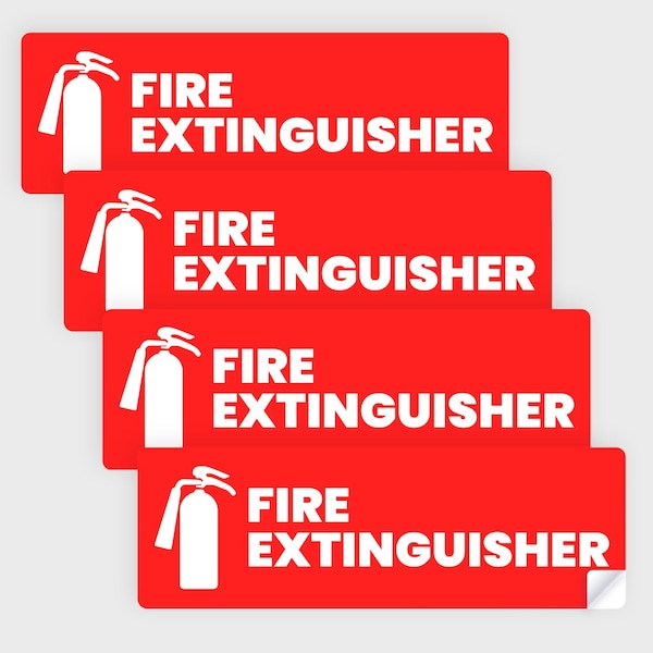 Fire Extinguisher Sticker: For Office, Commercial: Safety & Compliance: Hvy-Dty, 6''x2'', 20PK
